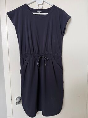 Talbots Navy Drawstring Waist Casual Dress